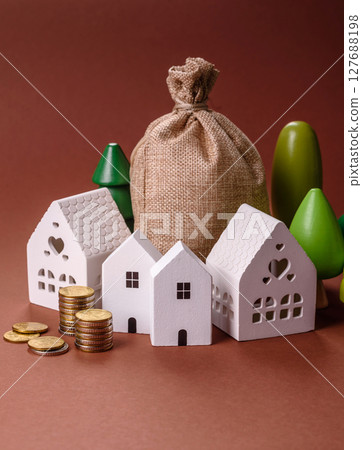 Money, property and loan, conceptual business background Money, property and loan, conceptual business background 127688198