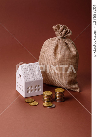 Money, property and loan, conceptual business background Money, property and loan, conceptual business background 127688204