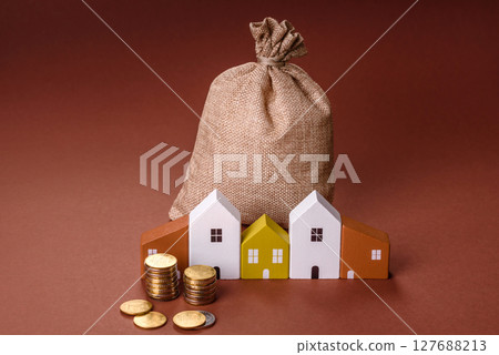 Money, property and loan, conceptual business background Money, property and loan, conceptual business background 127688213