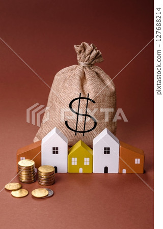 Money, property and loan, conceptual business background Money, property and loan, conceptual business background 127688214