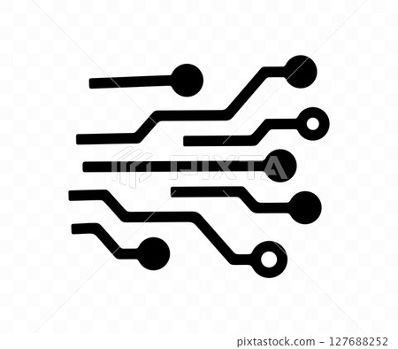 Circuit board, circuit, schematic and circuitry, graphic design. Electronics, pcb, chip and microcontroller, vector design and illustration 127688252