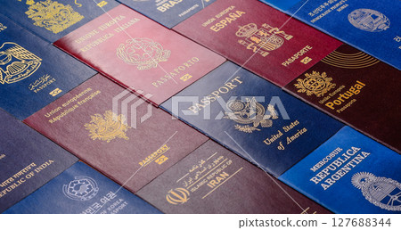 Passports of citizens of different countries of the world 127688344