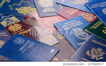 Passports of citizens of different countries of the world 127688457