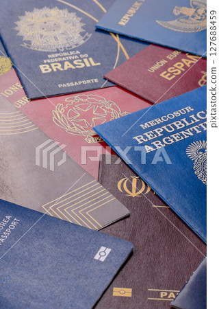 Passports of citizens of different countries of the world 127688459