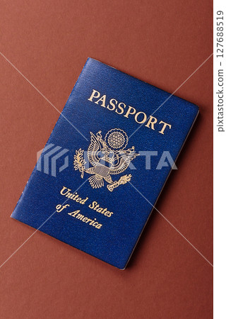US passport for travelling, flying and doing business. USA document US passport for travelling, flying and doing business. USA document 127688519