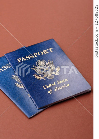 US passport for travelling, flying and doing business. USA document 127688525