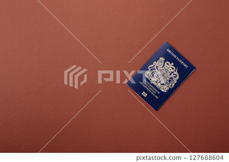 British passport for travelling, flying and doing business. UK document 127688604