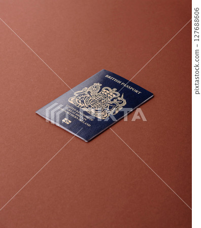British passport for travelling, flying and doing business. UK document 127688606