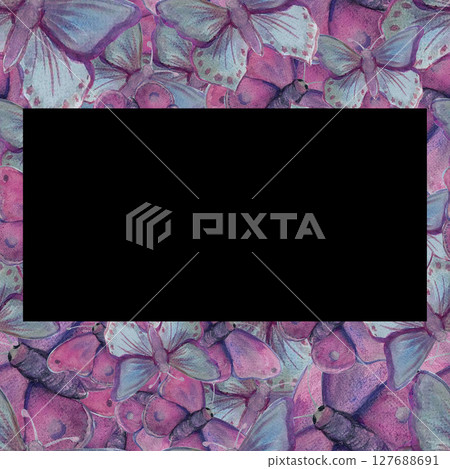 butterfly border-frame watercolor butterfly border-frame watercolor 127688691