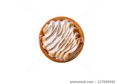 Lemon tart, meringue pie or fruit cream tart 127689492
