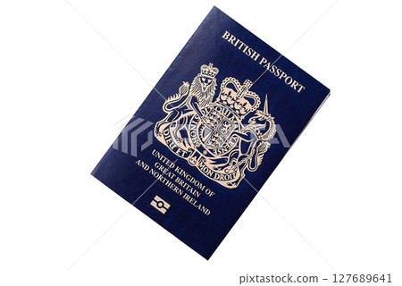 British passport for travelling, flying and doing business. UK document 127689641