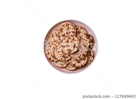 Matzah wheat bread for the Jewish holiday of passover. Kosher matzo bread Matzah wheat bread for the Jewish holiday of passover. Kosher matzo bread 127689665