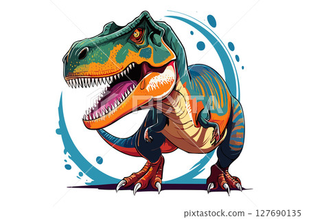 Tyrannosaurus Rex or T-Rex, Dinosaurs prehistoric creature, roaring tyrannosaurus, mesozoic era carnivorous dinosaurus 127690135
