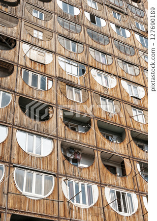 Soviet-Era Balconies in Tbilisi. Social Modernism Architecture 127690189
