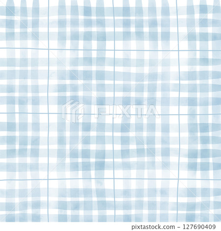 Blue Plaid Gingham Madras Check Hand Drawn Background Pattern Overlay Blue Plaid Gingham Madras Check Hand Drawn Background Pattern Overlay 127690409