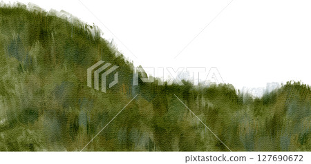 A Serene Green Hill Landscape Under an Expansive and Empty Sky Above the Horizon 127690672