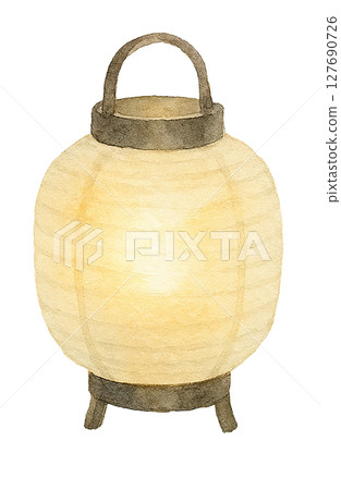 Watercolor illustration of a lit lantern 127690726