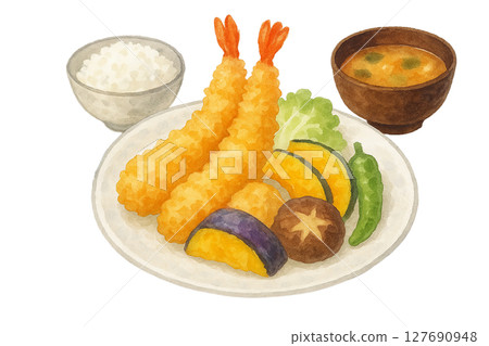 天婦羅套餐的水彩插圖素材(剪貼畫,日本料理菜單) 天婦羅套餐的水彩插圖素材(剪貼畫,日本料理菜單) 127690948