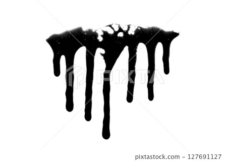 Dripping black liquid isolatd on white background 127691127