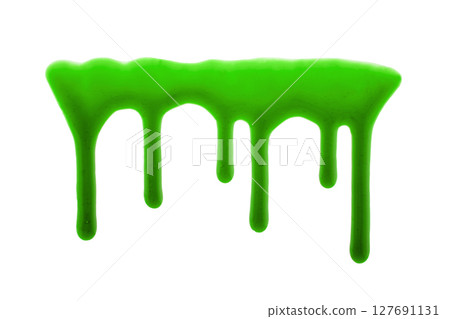 Dripping green liquid isolatd on white background for halloween design  127691131