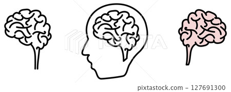 Simple brain - view from side - icon or sign illustration Simple brain - view from side - icon or sign illustration 127691300