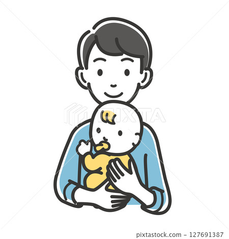 爸爸抱著一個嬰兒 127691387