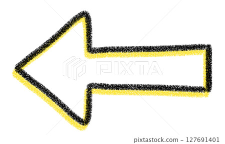Crayon-style hand-drawn simple yellow left arrow 127691401