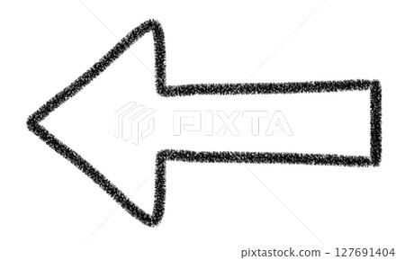 A simple, hand-drawn, black, crayon-style left arrow 127691404
