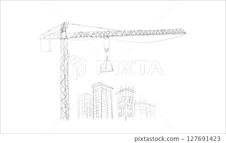 Building crane sketch Building crane sketch 127691423