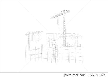Building crane sketch 127691424