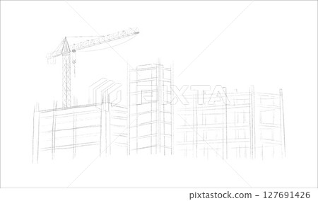 Building crane sketch 127691426