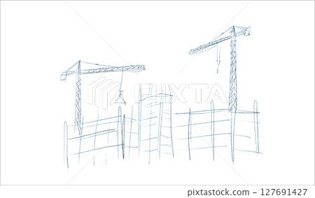 Building crane sketch 127691427