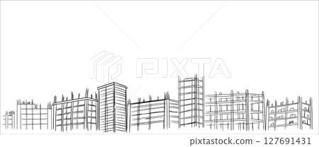 Buildings hand drawn sketch Buildings hand drawn sketch 127691431