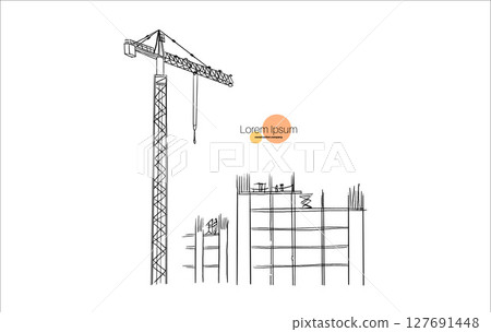Building crane sketch 127691448
