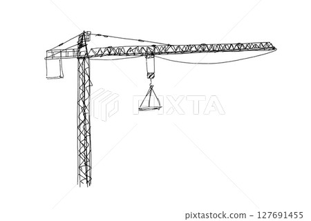 Building crane sketch Building crane sketch 127691455