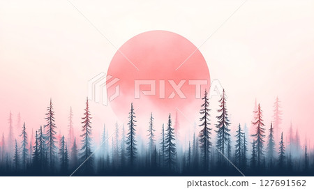 night landscape of forest with full moon night landscape of forest with full moon 127691562