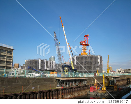Tokyo Skytree Town under construction in Sumida Ward, Tokyo, March 2009 127691647