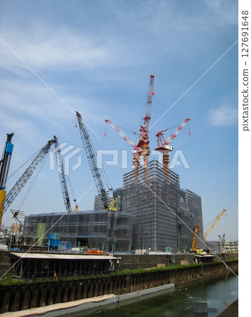 Tokyo Skytree Town under construction in Sumida Ward, Tokyo, May 2009 127691648