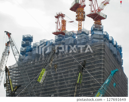 Tokyo Skytree Town under construction in Sumida Ward, Tokyo, July 2009 127691649