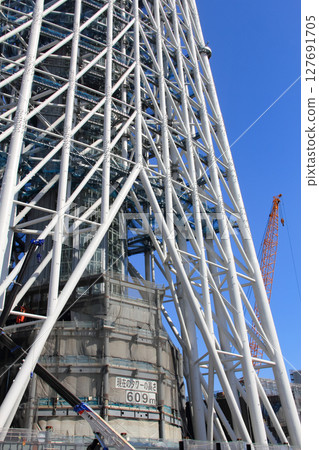 Tokyo Skytree Town under construction in Sumida Ward, Tokyo, March 2011 127691705