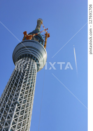Tokyo Skytree Town under construction in Sumida Ward, Tokyo, March 2011 127691706