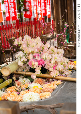 Flower water fountain at Shitaya Shrine, March 127691811
