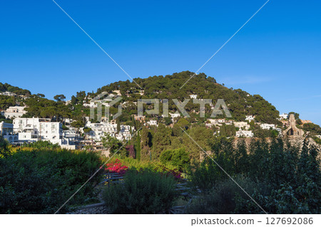 Stunning Capri Island, Italy landscape with vibrant architecture. 127692086