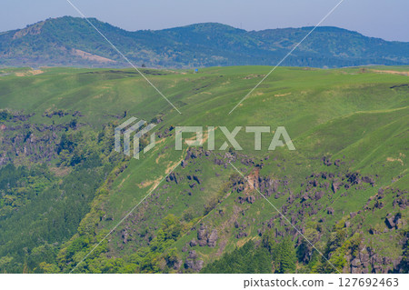 (Kumamoto Prefecture) Aso Valley seen from Yunoura Parking (Kumamoto Prefecture) Aso Valley seen from Yunoura Parking 127692463