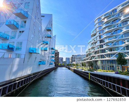 Travel to Scandinavia during summer on holiday, Aarhus in Denmark 127692850