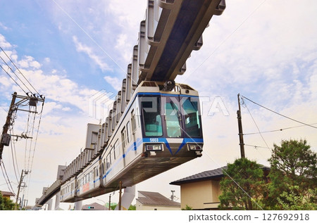 The Shonan Monorail runs through a residential area The Shonan Monorail runs through a residential area 127692918