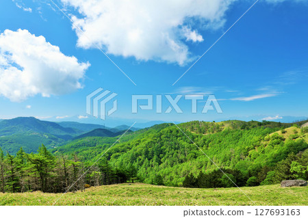 長野縣,藍天下的美原高原 長野縣,藍天下的美原高原 127693163