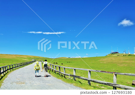 Nagano Prefecture, Utsukushigahara Plateau under the blue sky 127693180