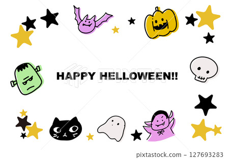 Hand-drawn Halloween character frame Hand-drawn Halloween character frame 127693283