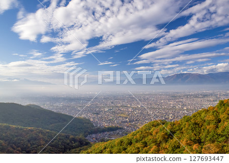 A view of the Kofu Basin and the Southern Alps from Mount Hachioji (Mount Hakusan) A view of the Kofu Basin and the Southern Alps from Mount Hachioji (Mount Hakusan) 127693447